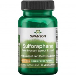 Сульфорафан из экстракта брокколи, Sulforaphane from Broccoli Sprout Extract, Swanson, 400 мкг, 60 капсул