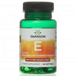 Витамин Е токоферол, Vitamin E, Swanson, 400 мкг, 60 капсул