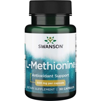 L-метионин, Swanson, L-Methionine, 500 мг, 30 капсул, , SW1121, Swanson, Аминокислоты и комплексы
