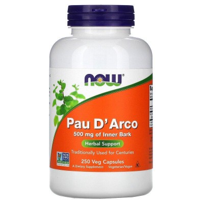 По Дарко, Кора муравьиного дерева, Pau D' Arco, Now Foods, 500 мг, 250 капсул