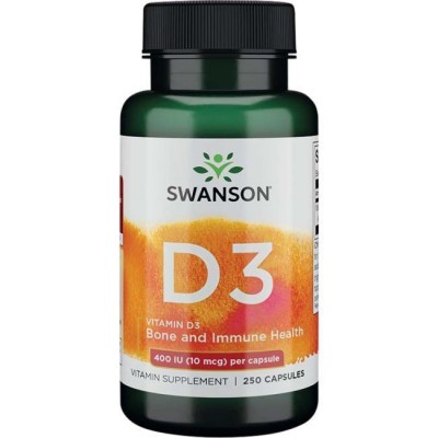 Витамин Д-3, Swanson, Vitamin D-3, 400 IU (10 мкг), 250 капсул, , SW1211, Swanson, Витамин D 400 ME
