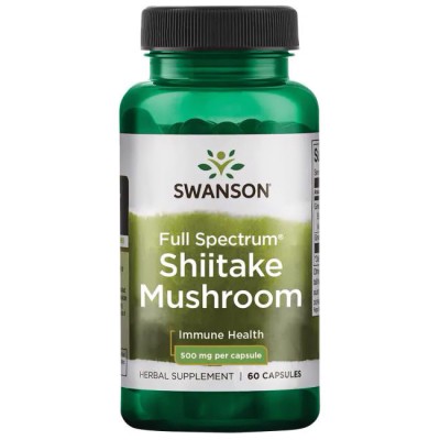Гриб Шиитаке, Swanson, Shiitake Mushroom 500 мг, 60 капсул, , SW1339, Swanson, Шиитаки