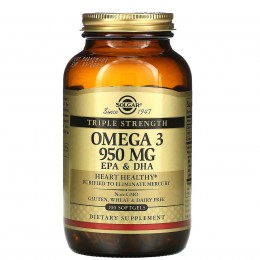 Омега 3 Рыбий Жир, Omega 3, Solgar, 950 мг, 100 капсул
