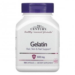 Желатин, Gelatin, 21st Century, 600 мг, 100 капсул