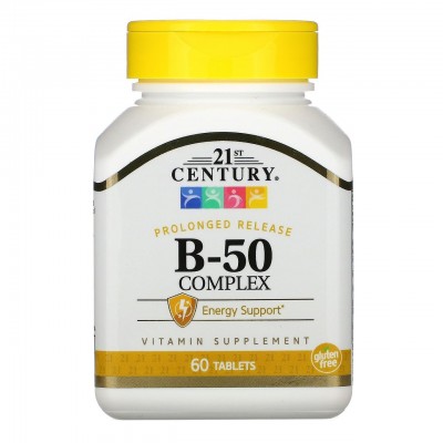 Комплекс витаминов B-50, B-50 Complex, 21st Century, 60 таблеток, , CEN-22251, 21st Century, В-комплексы