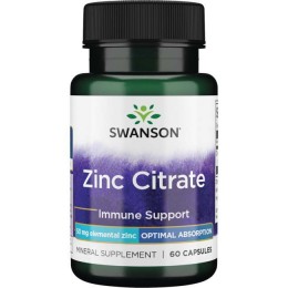 Цинк Цитрат, Zinc Citrare, Swanson, 50 мг, 60 капсул