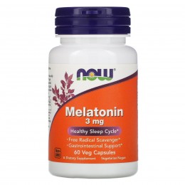 Мелатонин, Melatonin, Now Foods, 3 мг, 60 капсул