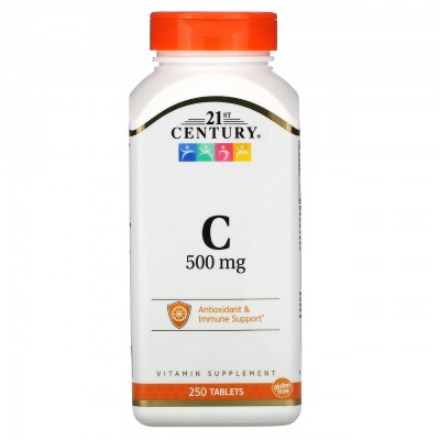 Витамин С, 21st Century, 500 мг, 250 таблеток, , CEN-22338, 21st Century, Витамин С (Аскорбиновая кислота)
