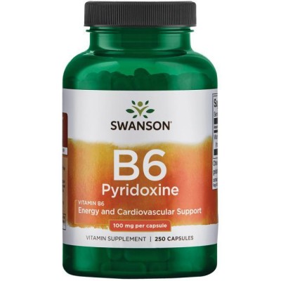 Витамин В6 Пиридоксин, Swanson, 100 мг, 250 капсул, , SW022, Swanson, Витамин В-6 (Пиридоксин)