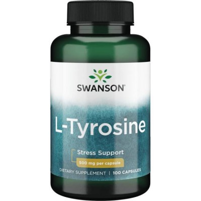 Тирозин, L-Tyrosine, Swanson, 500 мг, 100 капсул, , SW855, Swanson, Аминокислоты и комплексы