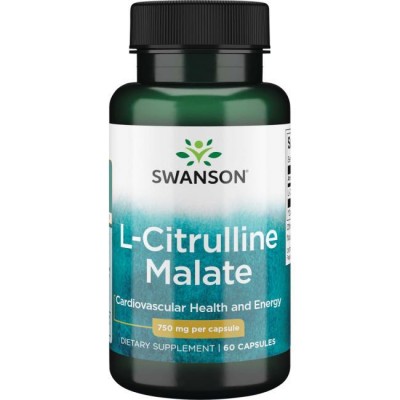 L-цитруллин малат комплекс, L-Citrulline Malate Complex, Swanson, 750 мг, 60 капсул, , SW1591, Swanson, Аминокислоты и комплексы