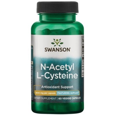 Ацетилцистеин фарм. качество, N-Acetyl-L-Cysteine, Swanson, 600 мг, 60 капcул, , SWU458, Swanson, L-Cysteine (Л-Цистеин)