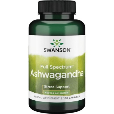 Ашваганда, Swanson, Ashwagandha, 450 мг, 100 капсул, , SW957, Swanson, Ашваганда