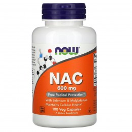 N-ацетилцистеин, NAC, Now Foods, 600 мг, 100 капсул