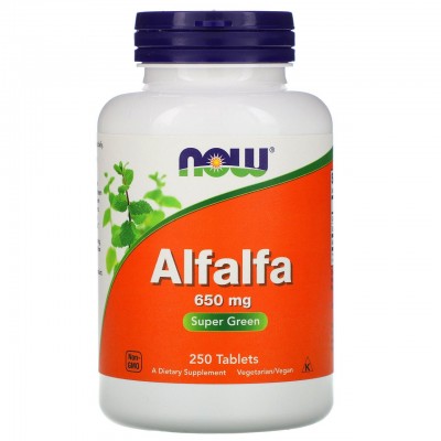 Люцерна, Alfalfa, Now Foods, 650 мг, 250 таблеток, , NOW-02620, Now Foods, Люцерна Alfalfa