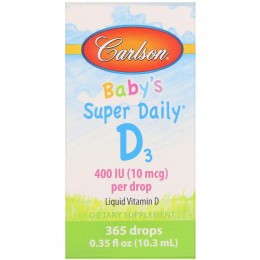 Витамин Д3, Baby's Super Daily, Carlson Labs, 400 МЕ, 10,3 мл