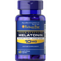 Мелатонин, Melatonin 10 mg, Puritan's Pride, 60 капсул, скидка