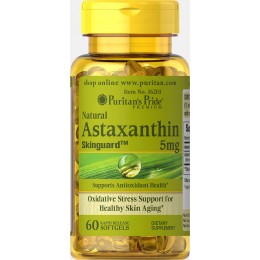 Астаксантин натуральный, Natural Astaxanthin 5 mg, Puritan's Pride, 60 капсул, сикдка