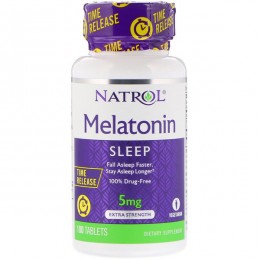 Мелатонин, Natrol, 5 мг, 100 таблеток, скидка