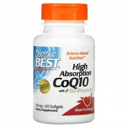 Коэнзим Q10 с высокой степенью всасывания с BioPerine, Coenzyme, Doctor's Best, 100 мг, 120 капсул