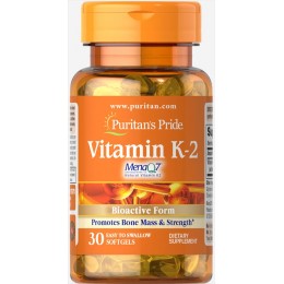 Витамин К-2, Vitamin K-2 (MenaQ7) 50 mcg Puritan's Pride, 30 капсул, скидка