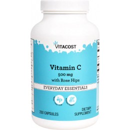 Витамин C с шиповником,, Vitacost, Vitamin C with Rose Hips, 500 мг, 250 капсул, скидка