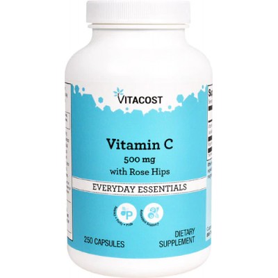 Витамин C с шиповником,, Vitacost, Vitamin C with Rose Hips, 500 мг, 250 капсул, скидка, , 835003004669-sale, Vitacost, Акции!
