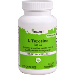 L-тирозин, Vitacost, L-Tyrosine, 500 мг, 100 капсул, скидка