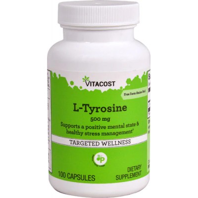 L-тирозин, Vitacost, L-Tyrosine, 500 мг, 100 капсул, скидка, , 844197015603-sale, Vitacost,