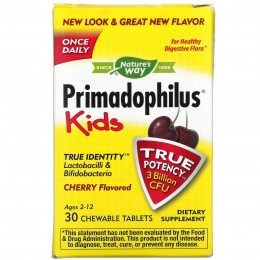 Пробиотик Примадофилус для детей от 2 до 12 лет, Primadophilus, Nature's Way, 30 жевательных таблеток, скидка