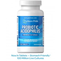 Пробиотики Ацидофилус, Probiotic Acidophilus, Puritan's Pride, 100 таблеток, скидка