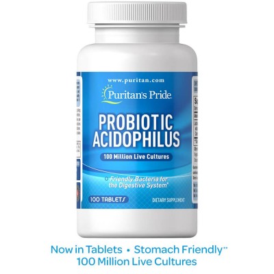 Пробиотики Ацидофилус, Probiotic Acidophilus, Puritan's Pride, 100 таблеток, скидка, , #002610-sale, Puritan's Pride, Акции!
