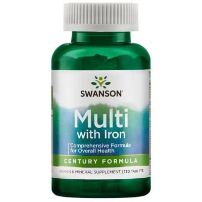 Мультивитамины с железом, Swanson, 130 таблеток, скидка