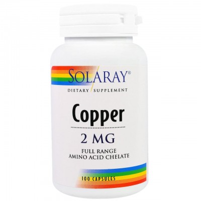 Медь, Copper, Solaray, 2 мг, 100 капсул, скидка, , SOR-45931-sale, Solaray, Акции!