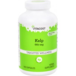 Ламинария, Kelp, Vitacost, 660 мг, 180 капсул, скидка