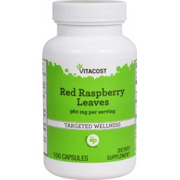 Листья красной малины, Vitacost, Red Raspberry Leaves, 960 мг, 100 капсул, скидка