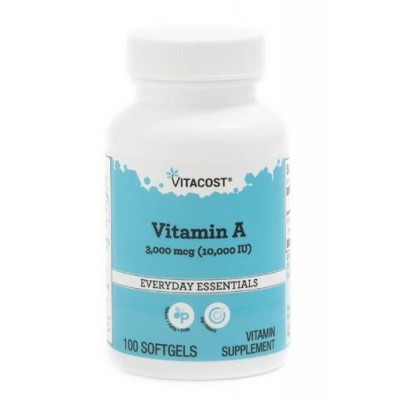 Витамин А, Vitacost, 3000 мкг (10000 МЕ), 100 гелевых капсул, , 844197026296-sale, Vitacost, Недорогие витамины и бады cо скидкой  | Акции!