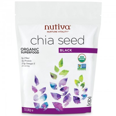 Органические семена Чиа, Nutiva, Organic Chia Seed, 340 г, , NUT-10311, Nutiva, Чиа семена