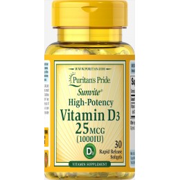Витамин Д3, Vitamin D3 1000 IU, Puritan's Pride, 30 капсул, скидка