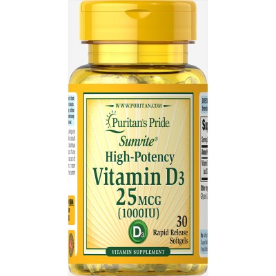 Витамин Д3, Vitamin D3 1000 IU, Puritan's Pride, 30 капсул, скидка