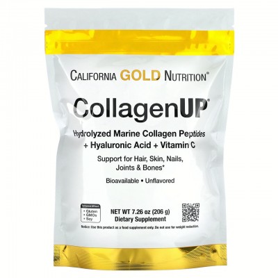 Рыбий коллаген для кожи California Gold Nutrition, CollagenUP 5000, 204 г, , CGN-01033, California Gold Nutrition, Коллаген
