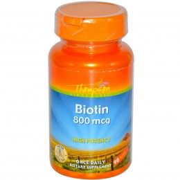 Биотин, Biotin, Thompson, 800 мкг, 90 таблеток, скидка