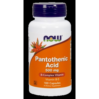 Пантотеновая кислота  Pantothenic Acid, Now Foods, 500 мг, 100 капсул, , NOW-00486, Now Foods, Витамин В-5 (Пантотеновая кислота)