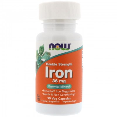 Железо 36 мг, Now Foods, Iron, 90 растительных капсул, , NOW-01444, Now Foods, Железо
