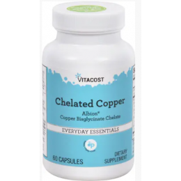 Хелат міді, Vitacost, Chelated Copper - Albion®, 60 капсул